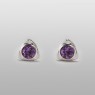 Silver pierces with purple Corandam sai058CDM by SAITAL front view.
