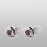Silver pierces with purple Corandam sai058CDM by SAITAL left view.
