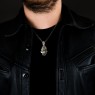 Maria enhanced with a skull silver and brass necklace by STS. PE08c.