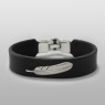 Leather bracelet with feather charm by Saital.