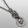 Lucifer and skull coin necklace by Solid Traditional Silver.