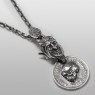 Lucifer and skull coin necklace by Solid Traditional Silver.