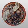 The dance  of life Shige yellow blaze radical table dinner ware luxury home decor skull design plate front side.