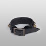 Leather bracelet with brass studs.